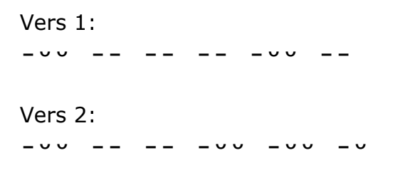 Zwei Zeilen mit "Vers 1:" und "Vers 2:" und gestrichelten Platzhaltern für Wörter